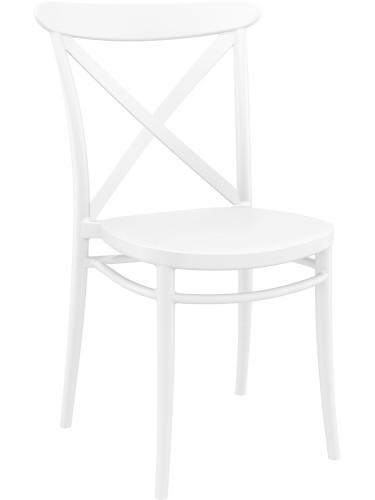 Пластмасов градински стол 51/51/87см- полипропилен с фибро стъкло, бял