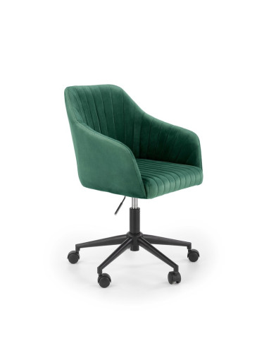 Въртящо се кадифено кресло - тъмно зелено