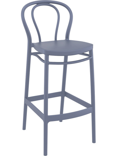 Бар стол  45/52/106см -  полипропилен с фибро стъкло, тъмен сив