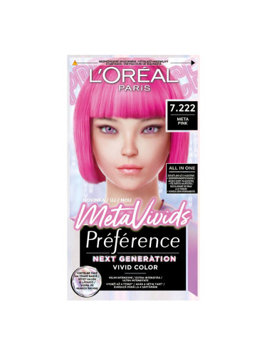L'Oréal Paris Préférence Meta Vivids Боя за коса за жени 75 ml Нюанс 7.222 Meta Pink