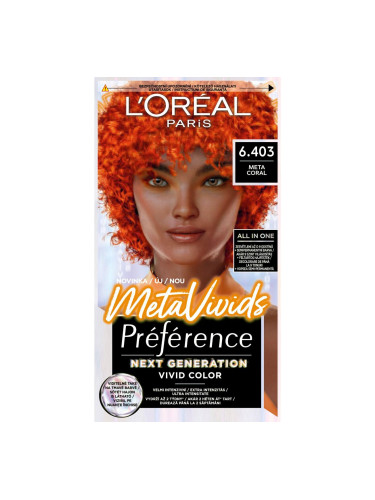 L'Oréal Paris Préférence Meta Vivids Боя за коса за жени 75 ml Нюанс 6.403 Meta Coral