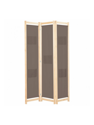 Sonata Параван за стая, 3 панела, кафяв, 120x170x4 cм, текстил