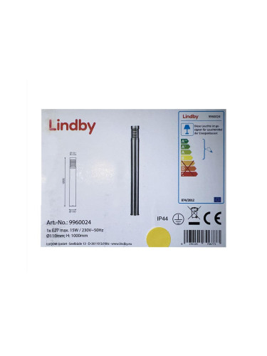Lindby - Екстериорна лампа ENJA 1xE27/15W/230V IP44