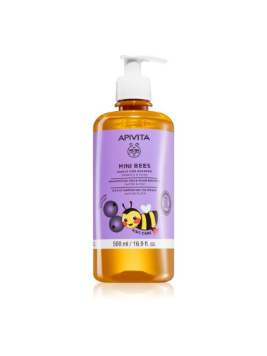 Apivita Mini Bees Gentle Kids Shampoo Blueberry & Honey шампоан за тънка коса за деца 500 мл.