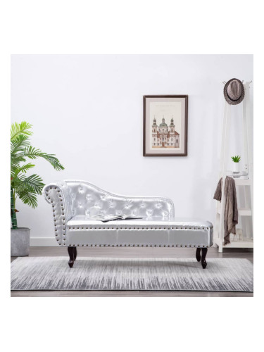 Диван „Честърфийлд“, сребрист