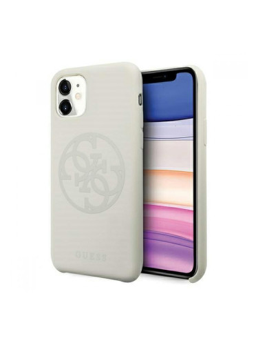 Гръб Guess Silicone 4G Tone On Tone Collection за Apple iPhone 11 Pro Max, GUHCN65LS4GLG, мръсно бяло