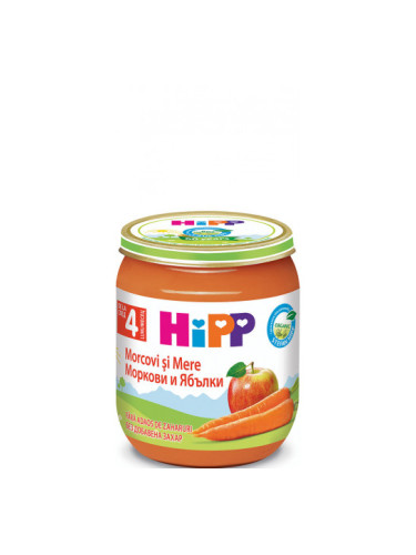 HIPP БИО Моркови с ябълки 4+м. 125г