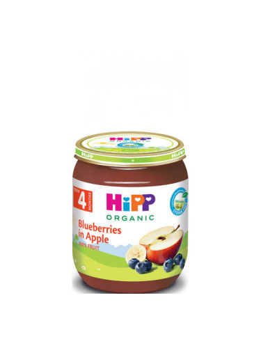 HIPP БИО Ябълки с боровинки 4+ мес. 125 г