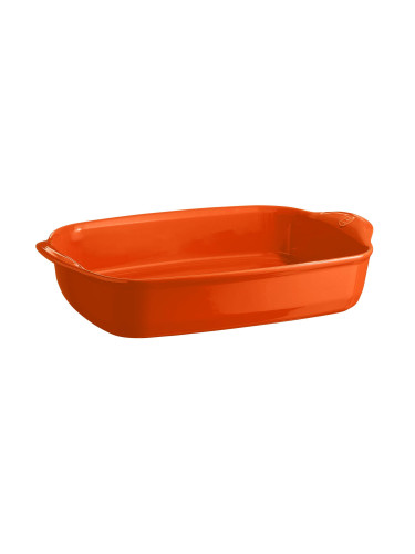 Керамична правоъгълна тава EMILE HENRY LARGE RECTANGULAR OVEN DISH голяма - 42 х 28 см - цвят оранжев