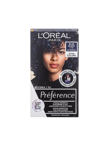 L'Oréal Paris Préférence Vivid Colors Боя за коса за жени 60 ml Нюанс 1.102 Blue Black увредена кутия