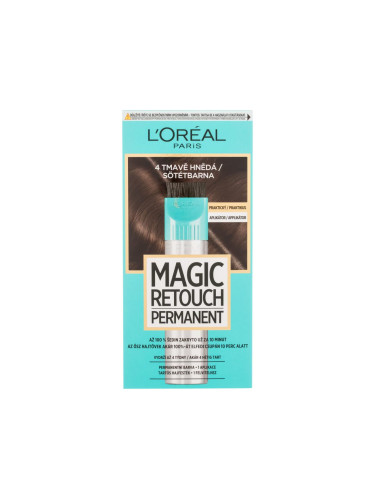 L'Oréal Paris Magic Retouch Permanent Боя за коса за жени 18 ml Нюанс 4 Dark Brown увредена кутия