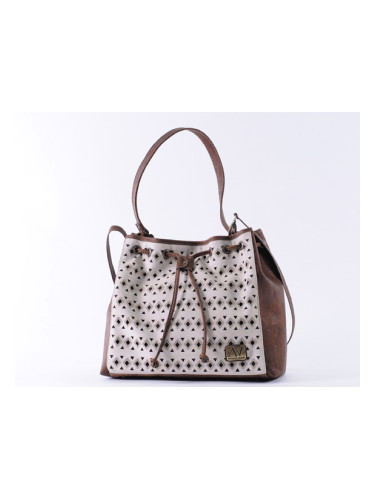 Кокетна дамска чанта от корк в бяло           "Patterned Charm White"
