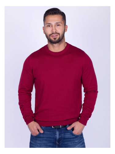 Пуловер от фино плетиво в бордо