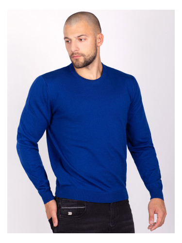 Пуловер в цвят син парламент