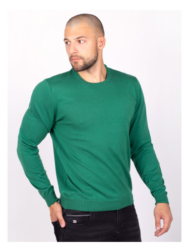 Зелен мъжки пуловер от памук