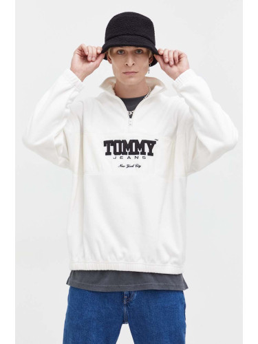 Суичър Tommy Jeans в бежово с апликация