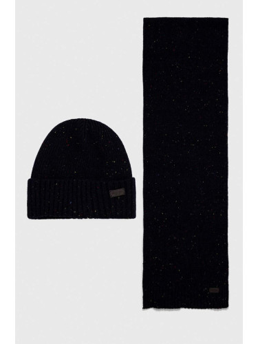 Шапка и шал Barbour Carlton Fleck Beanie & Scarf Gift Set в тъмносиньо MGS0047