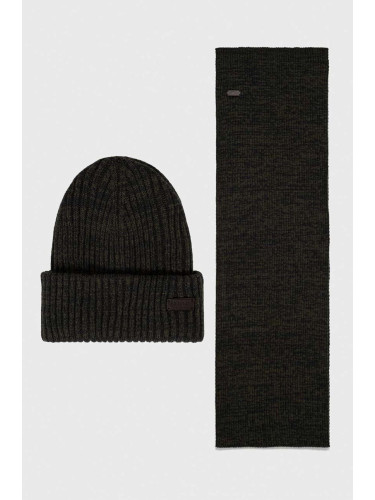 Комплект Barbour Crimdon Beanie & Scarf Gift Set в зелено MGS0019