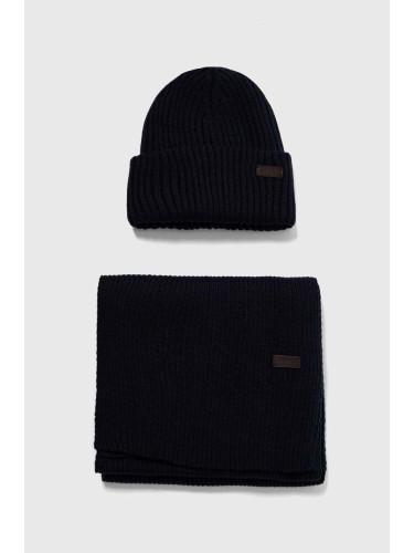 Комплект Barbour Crimdon Beanie & Scarf Gift Set в тъмносиньо MGS0019