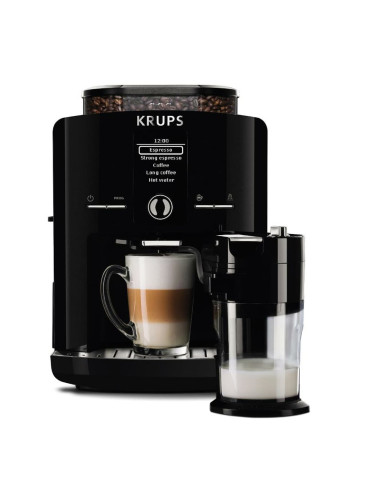 Кафеавтомат Krups Latt'Espress, 1450W, 15 bar, 1.7 l. обем на резервоара за вода, LCD екран, черен