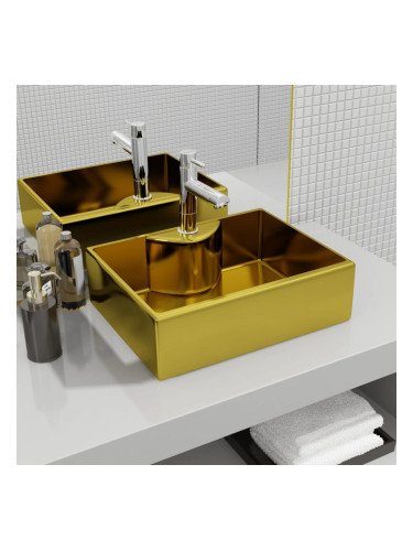 Sonata Мивка с отвор за смесител, 48x37x13,5 см, керамична, златиста