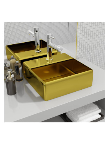 Sonata Мивка с отвор за смесител, 38x30x11,5 см, керамична, златиста