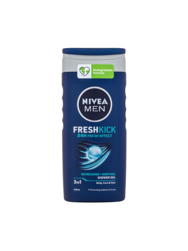 Nivea Men Fresh Kick Shower Gel 3in1 Душ гел за мъже 250 ml