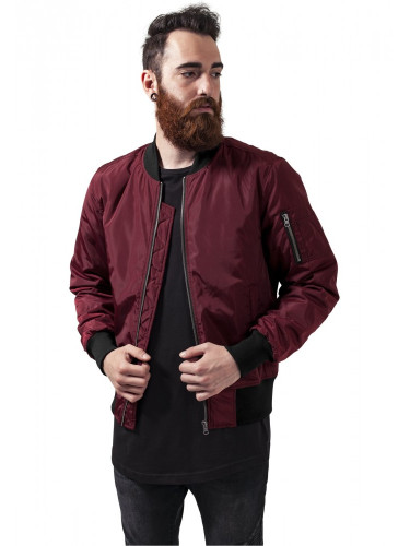 Мъжко яке тип бомбър в цвят бордо Urban Classics burgundy/black