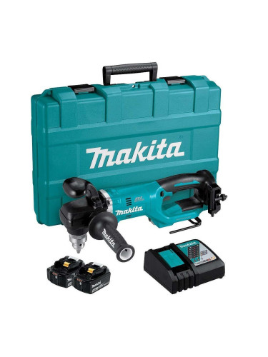 Бормашина ъглова, акумулаторна, Makita DDA450RTE, 18V, LXT, 2x5Ah, 70Nm, в куфар