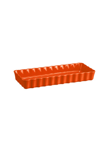 Керамична правоъгълна форма за тарт плитка EMILE HENRY SLIM RECTANGULAR TART DISH - 36 х 15 см - цвят оранжев