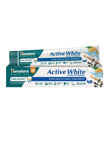 Гел- паста за избелване на зъби, без флуорид ACTIVE WHITE, Himalaya Wellness, 75 ml