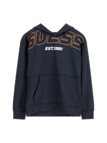 Детски суитшърт с качулка в черен цвят с лого Guess