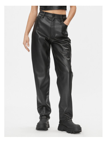 Tommy Jeans Панталони от имитация на кожа Julie DW0DW16945 Черен Straight Fit