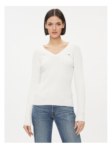 Gant Пуловер 4800101 Бял Slim Fit