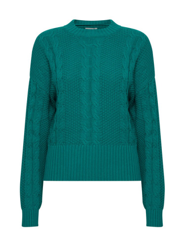 ICHI Пуловер 20119847 Зелен Regular Fit