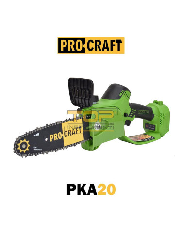 Акумулаторен верижен трион 20V, PROCRAFT PKA20, безчетков мотор, 24 см. шина, 1/4" стъпка на веригата