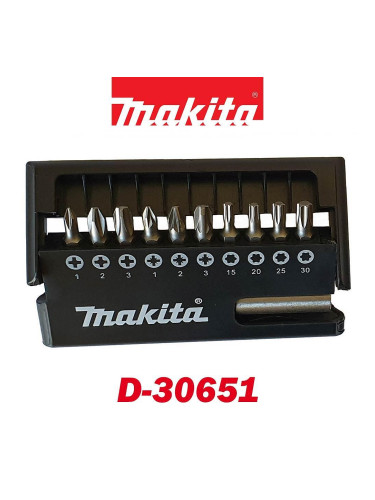 Комплект битове с магнитен държач, 11 части, PH/PZ/TX, Makita D-30651