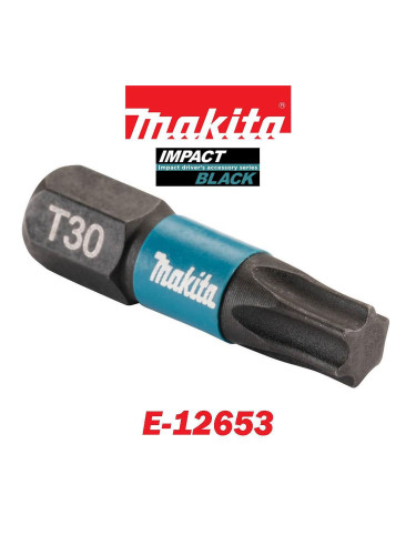 Комплект накрайници/битове T30, 25мм, 1/4" HEX, Makita E-12653 Impact Black
