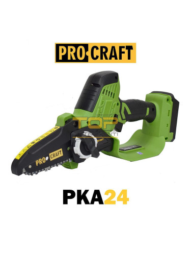 Мини акумулаторна резачка 20V, PROCRAFT PKA24, 10 см шина, безчетков мотор (боди)
