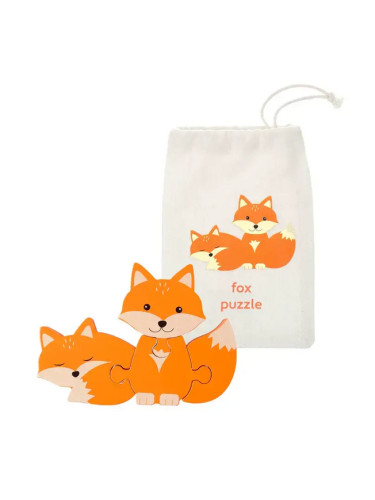 Дървен пъзел от серия "Woodland Animals" - Лисички, Orange Tree Toys