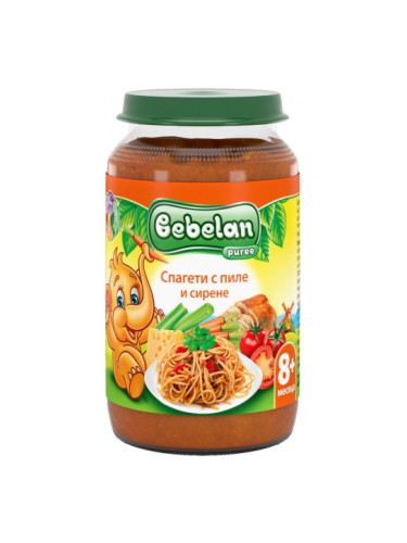 BEBELAN PUREE Ястие - Спагети с пиле и сирена 8+ мес. 220 г