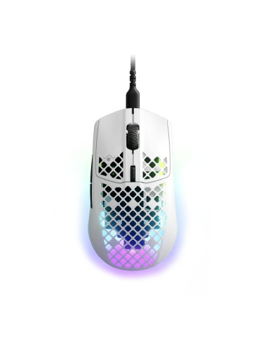Мишка SteelSeries Aerox 3 (2022) Snow, оптична (8,500 dpi), USB, AquaBarrier™ Protection, бял