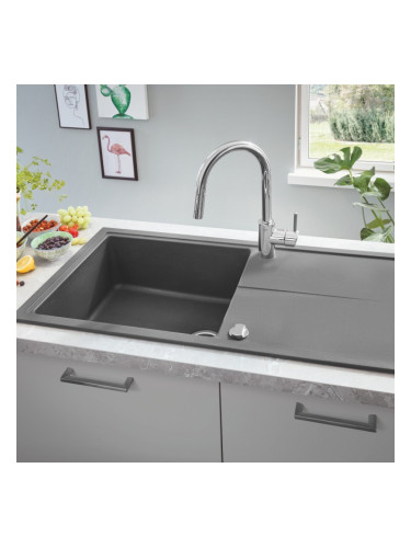 Композитна кухненска мивка GROHE К400, черен гранит 31639AP0