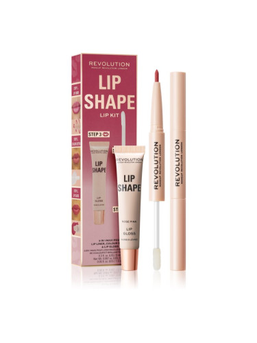 Makeup Revolution Lip Shape Kit комплект за устни цвят Rose Pink 1 бр.