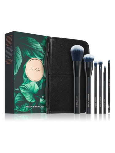 INIKA Organic Brush Case With Brushes комплкет четки с калъф 6 бр.