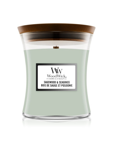 Woodwick Sagewood & Seagrass ароматна свещ с дървен фитил 275 гр.