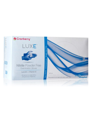Cranberry Luxe Azure нитрилни ръкавици без пудра с ланолин и витамин Е размер M 300 бр.