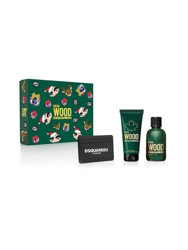 DsQuared  Green Wood M Set - EdT 100 ml + sh/gel 100 ml + card holder /2019