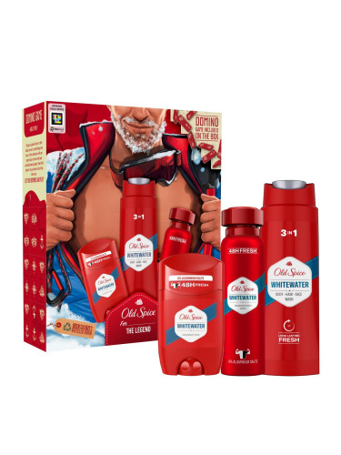 Old Spice Whitewater Подаръчен комплект дезодорант 150 ml + деостик 50 ml + душ гел 3в1 250 ml + домино