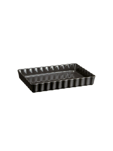 Керамична правоъгълна форма за тарт дълбока EMILE HENRY DEEP RECTANGULAR TART DISH - 33.5 х 24 см - цвят черен